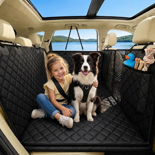 Dog Car Seat Cover, 600D Heavy Dute Car Seat Cover for Dogs Pets,100% Waterproof Anti-Scratch Nonslip Dog Hammock for Cars, Seat Covers Protector with SeatBelt for Sedan SUV Truck XLPRO Hard Black