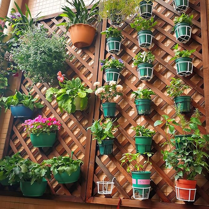 Zfmnoyev Outside Wooden Decorative Fences, Courtyard Edge Fence Board, Decorative Garden Trellis for Climbing Plants, Standing Decorative Privacy Fence Panels for Deck Patio Balcony(50x150cm)