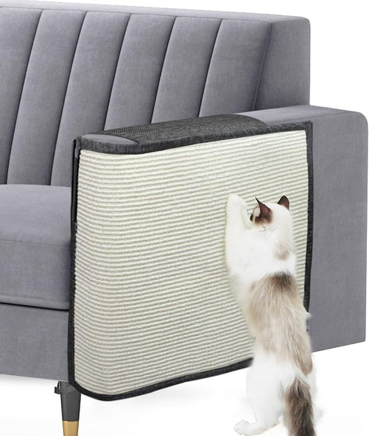 Upgraded Cat Scratch Furniture Couch Protector with 27.6’‘L*19.6’‘W Natural Sisal for Protecting Large Area Couch Sofa Chair,Couch Protector from Cat Claws(Dark Grey/Left Handed)