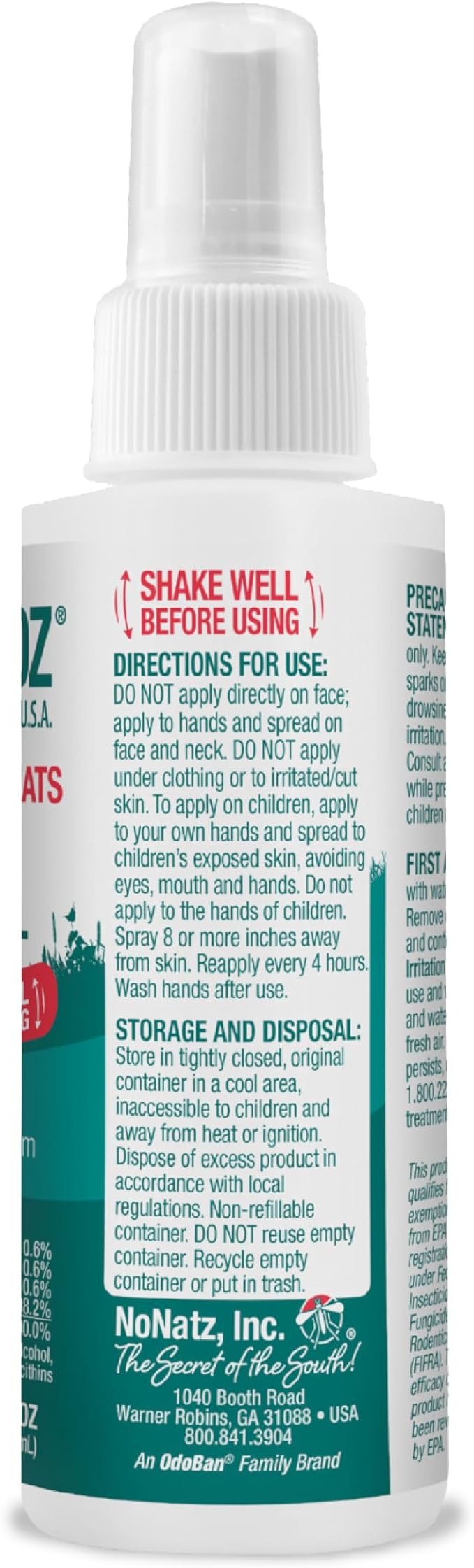 No Mosquitoz Botanical Insect Repellent, DEET-Free, Made with Natural Essential Oils, Non-Greasy Formula, Made in The USA, Woodsy Scent, 4 Ounce Spray Bottle