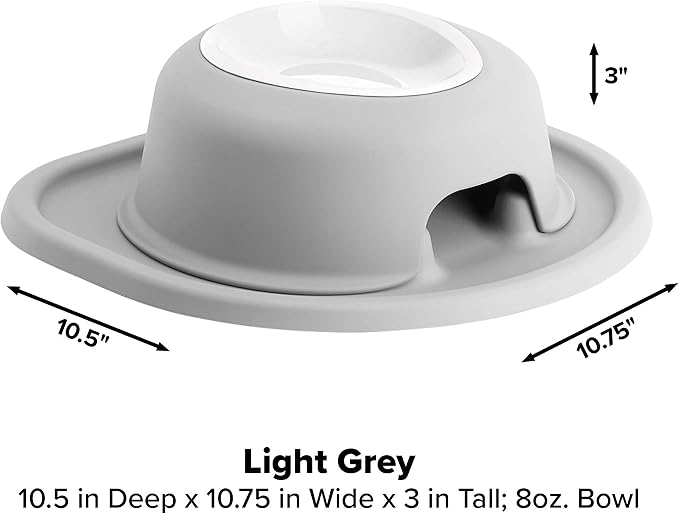 WeatherTech Single High Pet Feeding System w/Plastic Dog/Cat Bowls - 3" High Stand Light Grey (PSH0803LGLG)