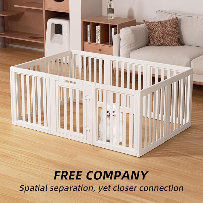 LoveTail Dog Playpen,Clear Dog Pen, Acrylic Dog Pen，Easy to Install and Remove Dog Play Pen and Kennel Playpen, Suitable for Dogs, Cats,Dog Playpen Indoor (White, 23.6" Height, 10PCS)