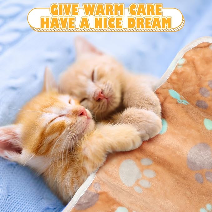 Chumia 18 Pcs Fleece Pet Blanket Soft Warm Sleep Mat Fluffy Cute Puppy Supplies Paw Bone Star Elephant Dot Heart Print Design Bed Blankets for Dog Cat Kitten Animals(30 x 20 Inch,Cute)