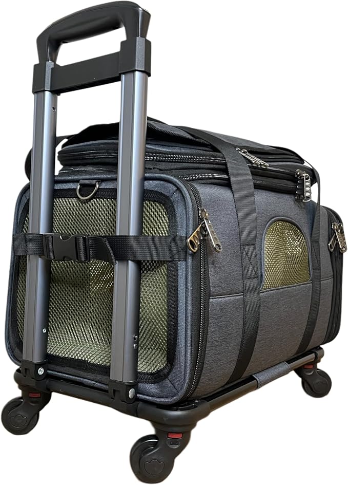Two-Room Expandable Pet Carrier | 18x11x9 | Airline Approved Under-Seat | 3-Way Expansion | Small Dog and Cat Carrier for Airplane Travel | Removable Wheels | Patent Pending