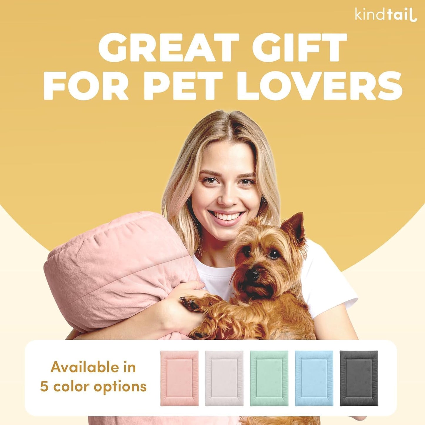 KindTail Dog Crate Pad - Soft Velvet, Reversible Bed - Machine Washable Kennel Mat for Pets up to 15 lbs, Mattress for Cozy Sleeping - 20” x 15” x 1” (Pink, Small)