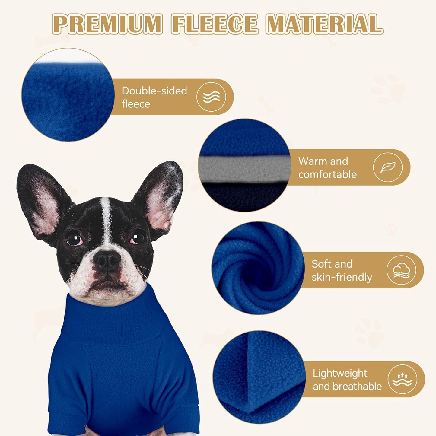 3 Pack Dog Sweaters for Small Dogs, Fleece Dog Sweater Pet Clothes Turtleneck Soft Warm Sweatshirt Puppy Sweater Boy Girl Pet(Gray+Royal Blue+Navy,S)