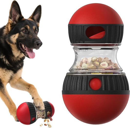 BSISUERM Dog Food Dispensing Puzzle Toy Adjustable Treat Dispenser Slow Feeder Pet Interactive Chase Toy Dog Enrichment Ball for Medium Large Dogs to Keep Them Busy, Extra Large