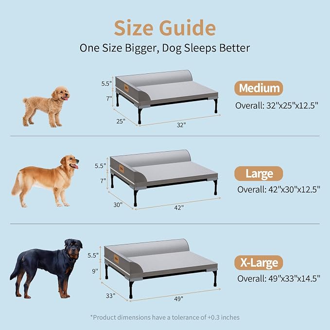 Elevated Cooling Dog Bed, Orthopedic Pet Bed for Medium Dogs, Removable Washable Cover, Indoor & Outdoor Raised Pet Bed with Breathable Mesh, Size: 32"*25"*7"