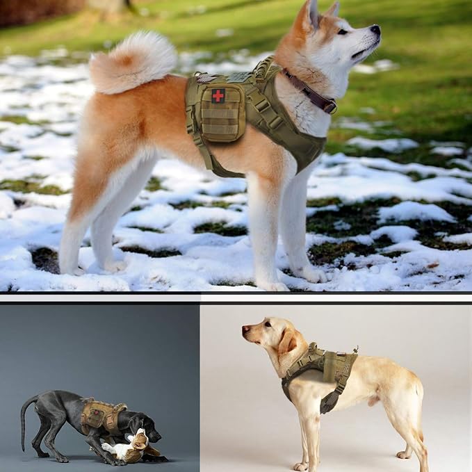 Tactical Dog Vest Training Outdoor Breathable Harness Military Pet Tactical Vest Detachable Pouches D Ring for Dog Leash