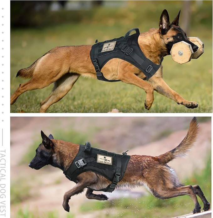 Tactical Service Dog Vest Harness K9 Military Molle Dog Vest for Outdoor Training Waterproof Pet Dog Harness with Rubber Handle & Metal Buckle