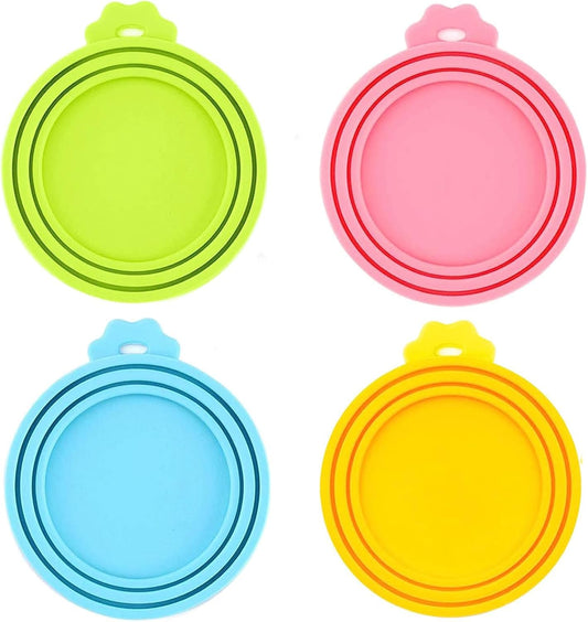 Can Lids/Universal BPA Free Silicone Pet Can Cover Lids for Dog and Cat Food/One Can Cap Fit Most Standard Size Canned Dog Cat Food（4 Pack）