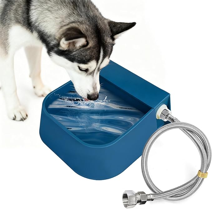 NAMSAN Outdoor Automatic Dog Water Dispenser, Large Water Bowl for All Kinds of Animals, Auto Refill Waterer for Pet Livestock, Water Trough Include 59" Anti-Bite Metal Water Pipe, Fit GHT Faucet