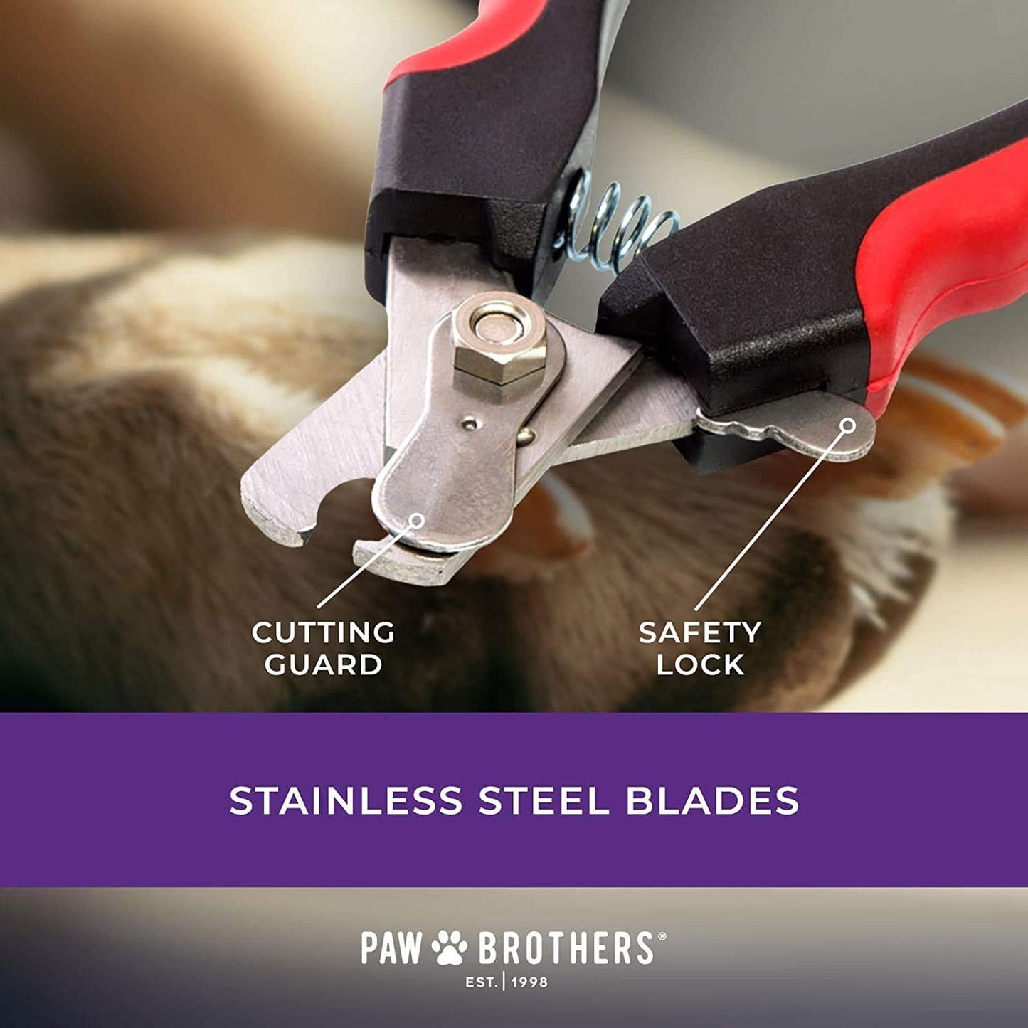 Ryan's Pet Supplies Paw Brothers Nail Clipper for Dogs and Cats, Pet Nail Clippers, Safe Grooming Tool, Professional Grade for Groomers, Stainless Steel Blades, Safety Guard, Small, 5 Inches
