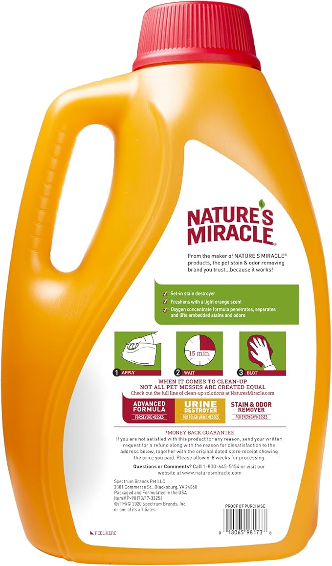 Nature's Miracle Set-In Stain Destroyer, 1 Gallon, For Cat Messes, Oxy Formula With Orange Scent (Pack of 4)