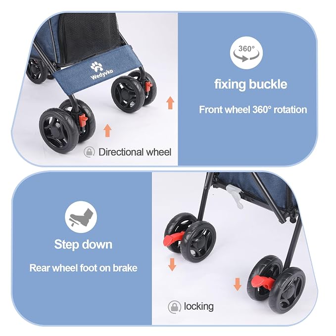 3 in 1 Pet Stroller for Small Dogs and Cats, Foldable Pet Stroller with Cats and Dogs Jogger Travel Strollers, 4 Wheels, Breathable Mesh, Large Capacity, Easy to Carry (Navy)