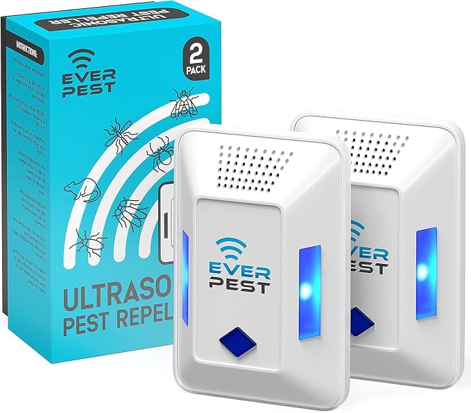 Ultrasonic Pest Control Repeller Plug in - 2 Pack Device Repels Cockroach Cricket Bug Flea Fruit Flies Deterrent, Ultrasound Insect Mice Roach Rat Scorpion