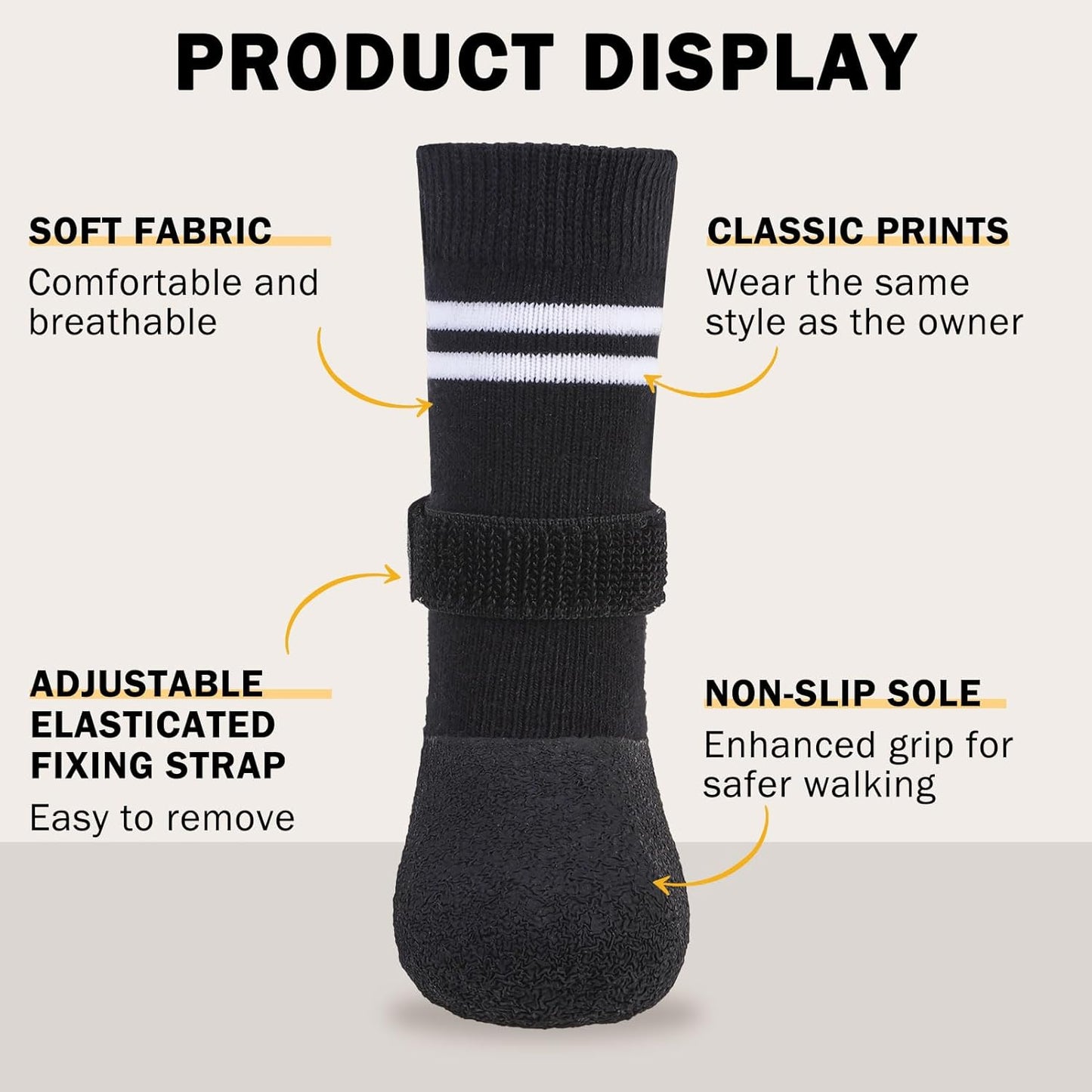 SCENEREAL Anti Slip Dog Boots & Paw Protectors for Hardwood Floor, Extended Dog Socks to Prevent Licking Paws, Waterproof Pet Snow Rain Shoe for Winter Small Puppy Senior Dogs, Black S