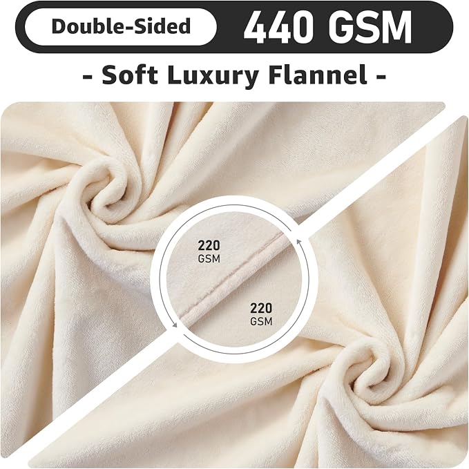 LOOBANI Waterproof Blanket for Queen Bed, Couch Cover 80" x 90", Beige | Reversible Soft Flannel, Large Dog Blankets, Spill-Proof Sofa Cover for Furniture Protection, Pet Hair Resistant, Noise Free