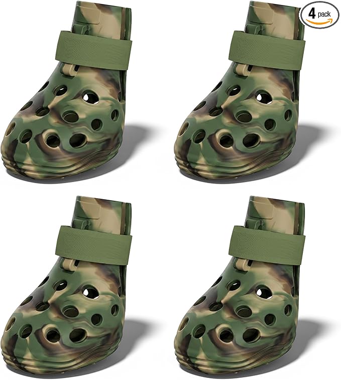 Dog Shoes for Hot Pavement, Breathable Dog Boots Paw Protectors with Adjustable Straps & Non-Slip Sole, Easy On & Off, Waterproof, Easy-Cleaning (Camouflage, L)