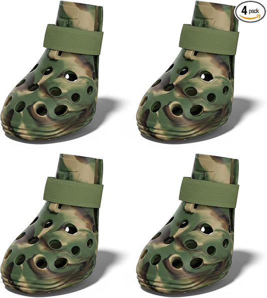 Dog Shoes for Hot Pavement, Breathable Dog Boots Paw Protectors with Adjustable Straps & Non-Slip Sole, Easy On & Off, Waterproof, Easy-Cleaning (Camouflage, S)