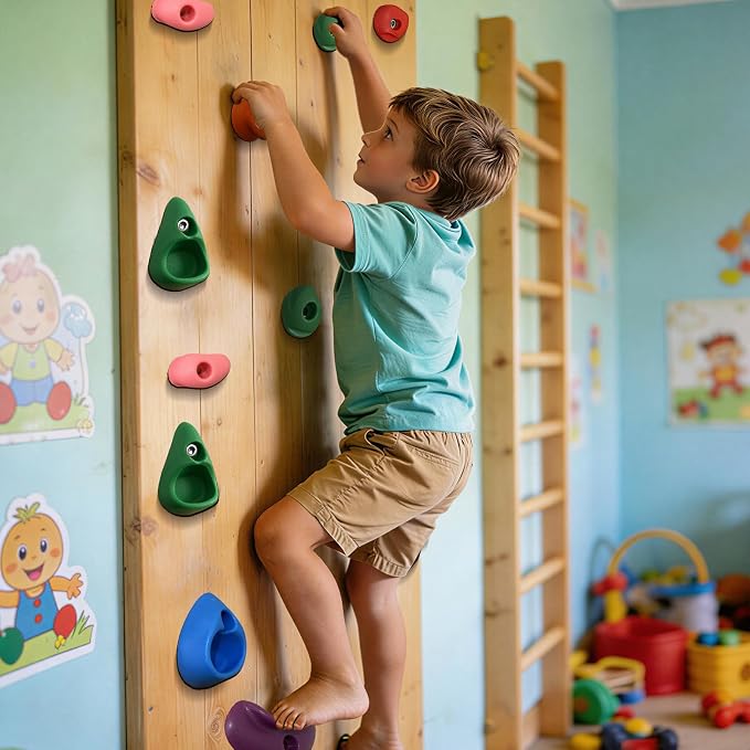 45 PCS Rock Climbing Wall for Kids,Rock Wall Climbing Holds,Adults Climbing Wall Grip Kits Holds Up to 230 lbs for Outdoor Indoor Home Playground Climbing Holds