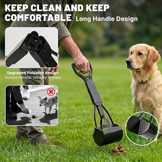 Dog Poop Trash Can Outside - 20L/5Gal Pooper Scooper Sets and Spade, Black | Outdoor Trash Can with Lid, Inner Bucket, Dog Poop Scooper Set, Metal Tray, Rake and Spade, 100 Trash Bags & Storage Box