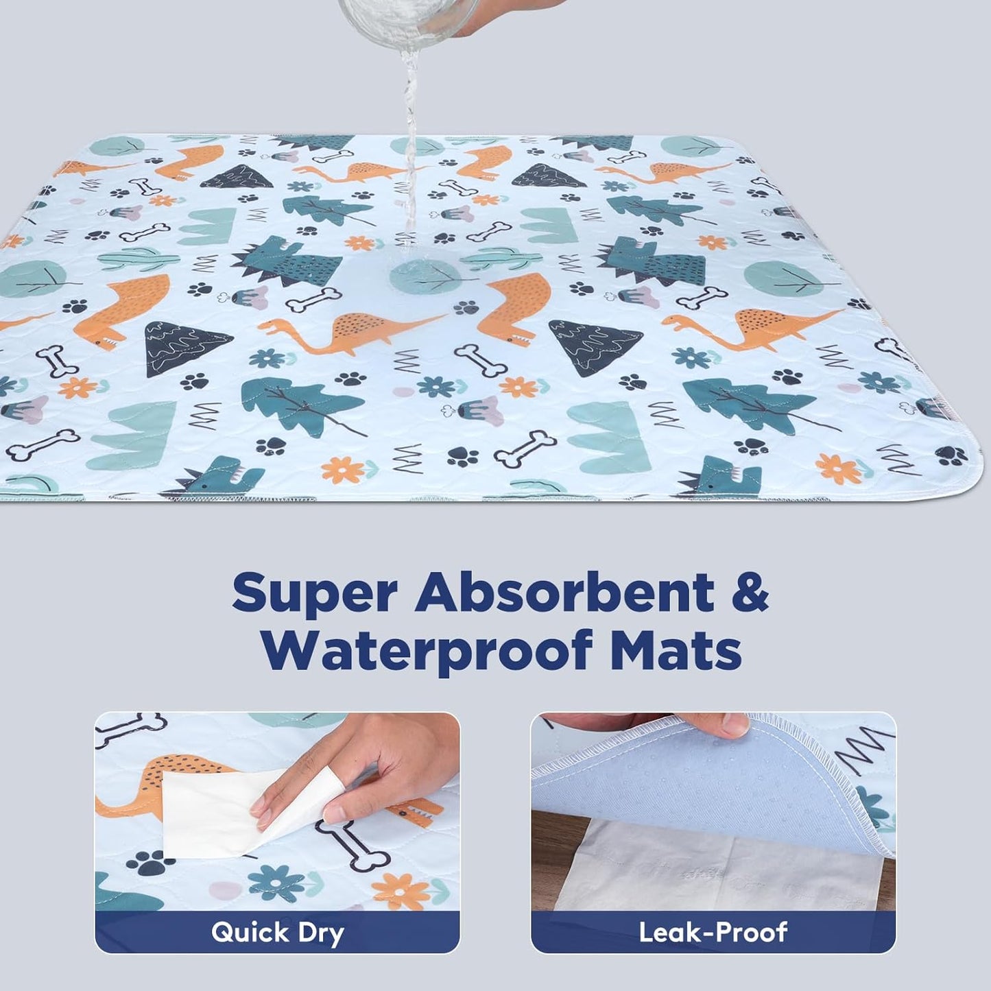 Washable Pee Pads for Dogs, 2 Pack Large 41"x41" Super Absorbent Reusable Pads for Dog Training Pads, 100% Waterproof Non-Slip Pee Pads Whelping Pads Dog Playpen Pads Crate Mat Bed Pads Dog Products