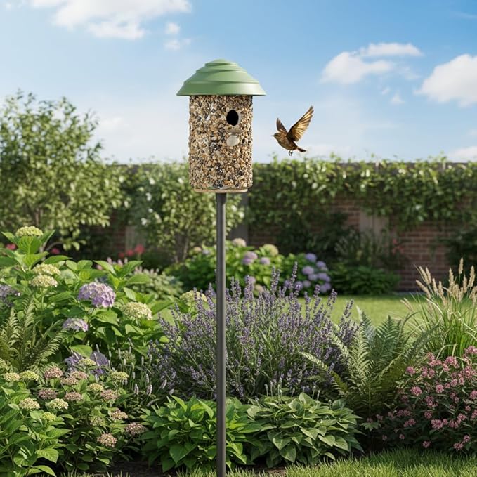 CEDAR ALPHA Pebble Stone Bird House for Outside Clearance, HDPE Roof Bird House for Outdoor, Heavy Duty Stone, Hanging Birdhouse for Outside, Wren House 10 Year Lasting (Green)