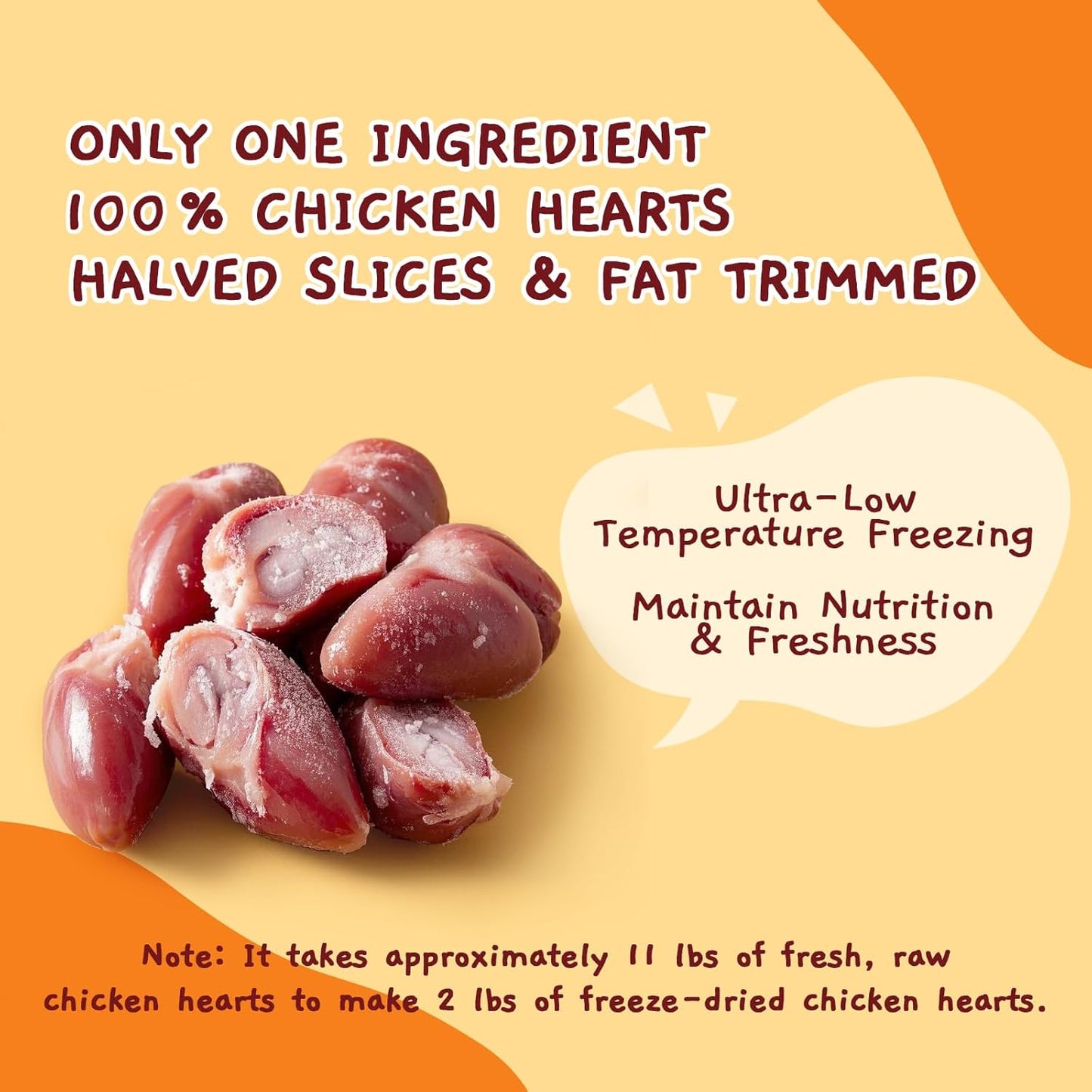 Jungle Calling Cat Treats & Dog Snacks, Freeze Dried Chicken Hearts Halves for Cats & Dogs, Single Ingredient Organ Meat, High Protein Pet Training Treats & Food Topper, 7.76 oz