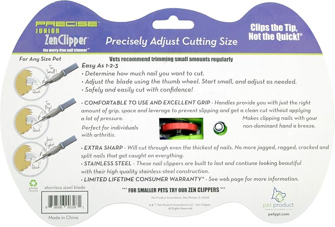 Zen Clipper Precise Dog Nail Clippers - Adjustable Safety Blade, No Overcutting - Stress Free Dog Grooming at Home – Easy to Use Pet Clippers with Sharp Blades for Clean, Splinter Free Cut