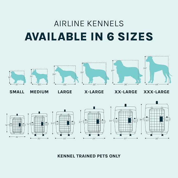 SportPet Airline Compliant MEDIUM 24.25" Travel Dog Kennel-Durable Plastic Airline Pet Carrier w/Removable Wheels & Food Bowls, Collapsible Indoor/Outdoor Dog Kennel, Dogs up to 23"L & 15"H-Cream/Gray