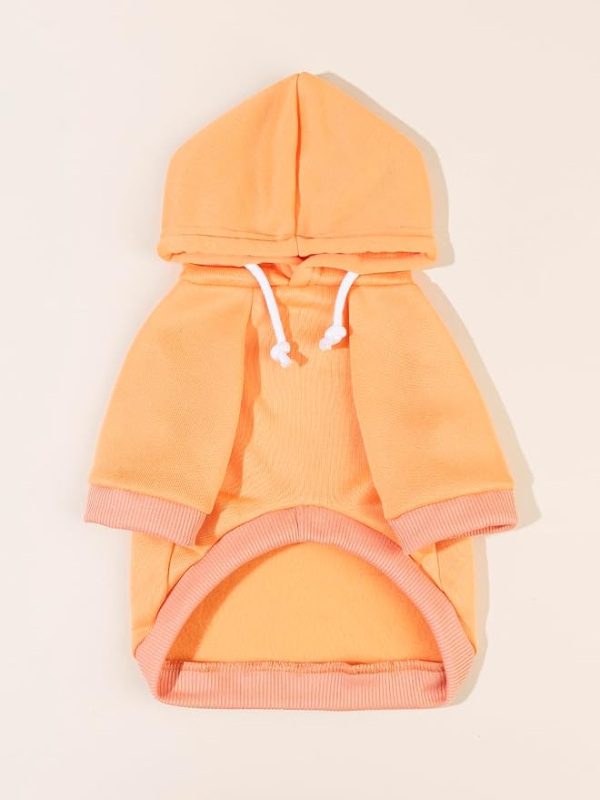 QWINEE Basic Dog Hoodie Sweatshirt Puppy Sweater Warm Cat Costumes Pet Clothes for Chihuahua Puppy Kitten Small Medium Dogs Orange XX-Small