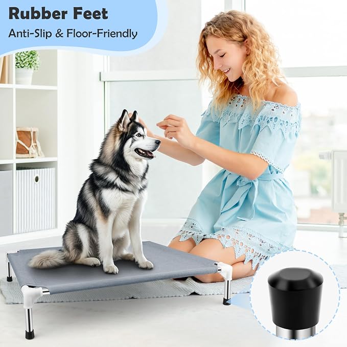 Elevated Dog Bed, Raised Dog Bed for Large Dogs, Cooling Dog Cots Beds | Outdoor Elevated Dog Bed, Dog Cots Beds for Large Dogs, Portable Cooling Raised, for Indoors, Outdoors, 39"L x 28"W x 6.5"H