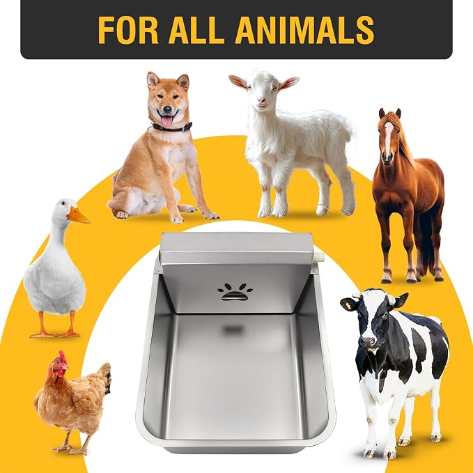 5Gal/20L Automatic Dog Water Dispenser, 78.7" Hose Stainless Steel Bowl | X-Large Auto-Fill, Float Valve Dog Water Bowl, Anti Tip Fit 3/4'' GHT Outdoor/Indoor Faucet for Livestock Animal Drinking