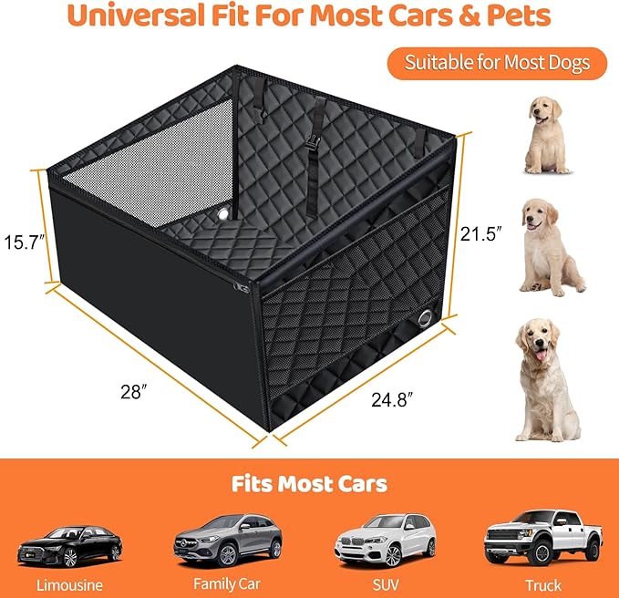 URPOWER Hard Bottom Dog Car Seat for Pets Waterproof Seat Cover Hammock with 3-Sided Hard Boards 600D Heavy Duty Scratch Proof Nonslip Durable Back Seat Covers for Cars, Trucks and SUVs