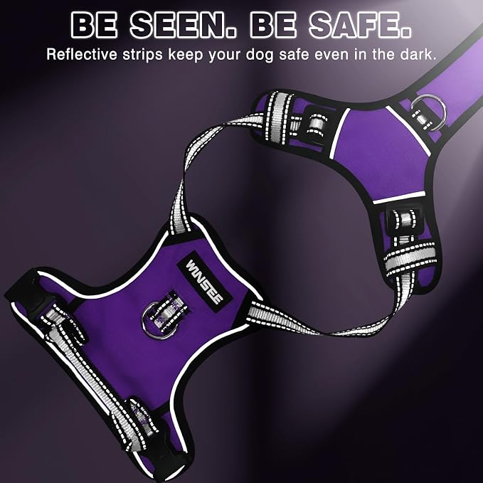 Dog Harness No Pull, Pet Harnesses with Dog Collar, Adjustable Reflective Oxford Outdoor Vest, Front/Back Leash Clips for Small, Medium, Large, Extra Large Dogs, Easy Control Handle for Walking