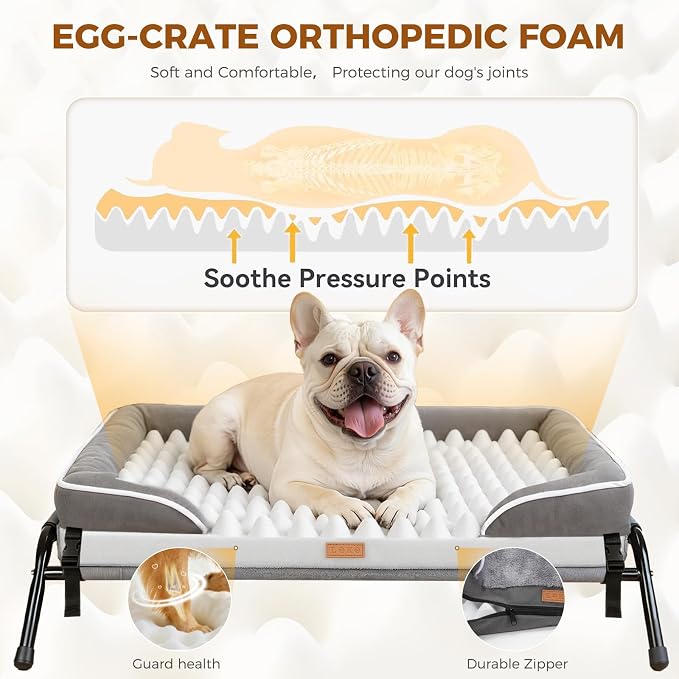 Lekereise Outdoor Elevated Dog Beds for Small Dogs, Portable Indoor & Outdoor Cooling Raised Cot Pet Hammock Bed with Skid-Resistant Feet, Frame with Breathable Mesh