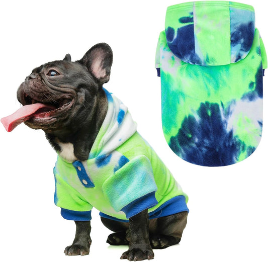 BEAUTYZOO Tie Dye Dog Hoodie Sweaters for Small Medium Size Dogs Girls Boys- Premium Quality, Ultra Soft, Superior Comfort Fit,Breathable Fleece Hooded Sweatshirt- Cold Weather Pet Clothes Winter Coat