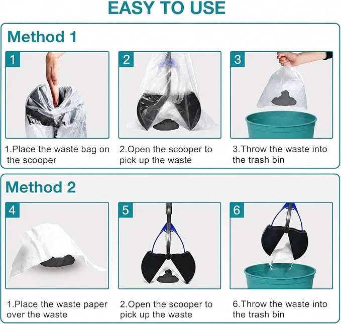 24 Inch Heavy Duty Foldable Pooper Scooper for Large, Medium & Small Dogs, Durable Springs, Interlocking Serrated Jaws, One-Hand Operation, Premium Outdoor Waste Pick-Up Tool