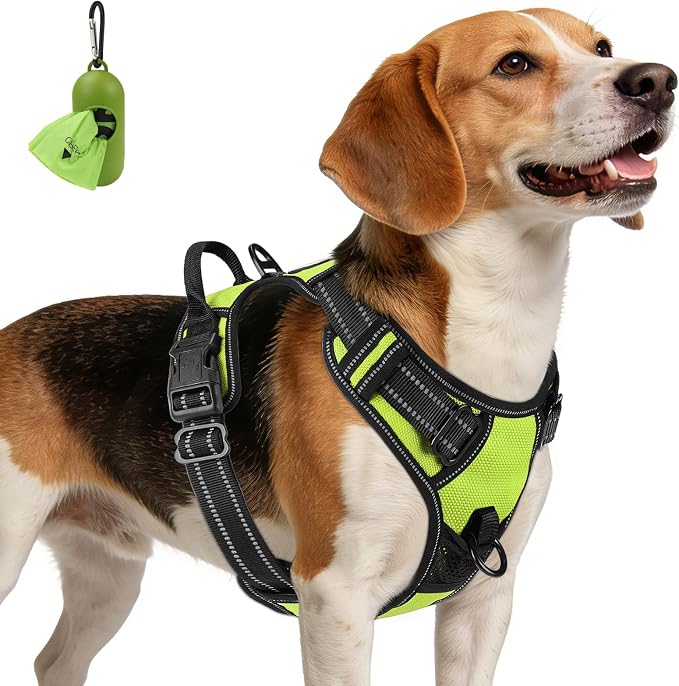 Joytale No Pull Dog Harness Medium Sized Dog, Front Clip, Green | Grab Handle for Instant Control, Padded & Adjustable Vest, Sturdy Metal D-Rings, for Safe Training & Daily Walking