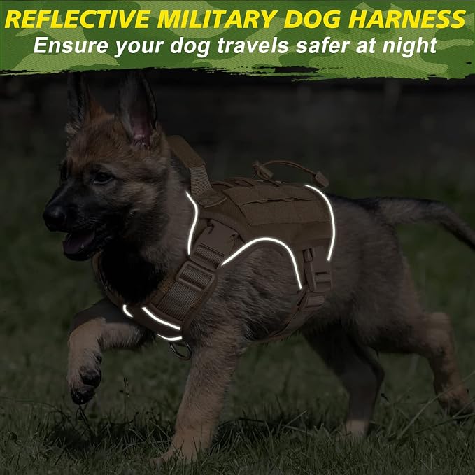 WINGOIN Tactical Dog Harness for Small Dogs,Heavy Duty No Pull Dog Harness | with Handle,Adjustable Reflective,Military K9 Style,Big Size Dog Vest,for German Shepherd,for Walking Training Hunting