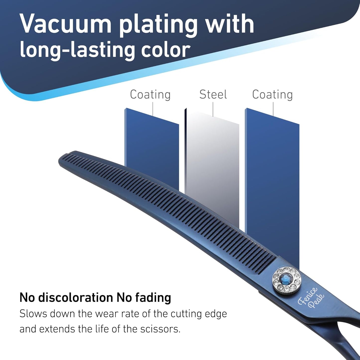 Fenice Peak Professional Dog Grooming Scissors Pet Curved Thinning Shears 7.0'' Extremely Sharp Blades 440C Steel Thinning Scissors Durable Smooth Motion&Fine Cut for Dogs and Cats