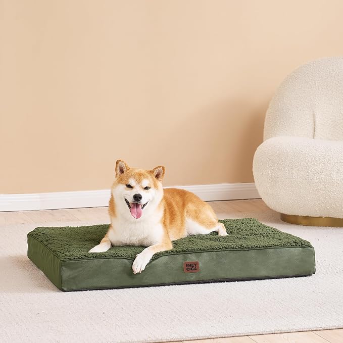 EHEYCIGA Orthopedic Dog Bed Medium with Removable Washable Cover, 30x20 | Egg Crate Foam Support, Durable Oxford fabric, Non-Slip Bottom, Machine Washable, Soft Waterproof Plush Pet Bed Mat For Crate