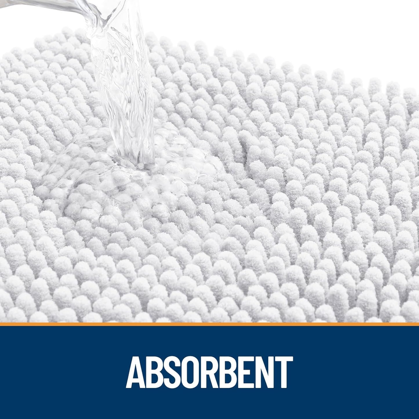 OLANLY Dog Door Mat for Muddy Paws 59x24, Absorbs Moisture and Dirt, Absorbent Non-Slip Washable Doormat, Quick Dry Chenille Mud Mat for Dogs, Entry Indoor Entryway Carpet for Inside Floor, White