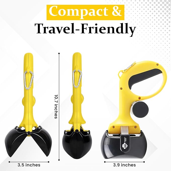 Dog Pooper Scooper for Small & Medium Dogs, 10” x 5” Lightweight Poop Scooper with Ergonomic Comfort Grip, Non-Stick Surface, Portable & Easy to Clean