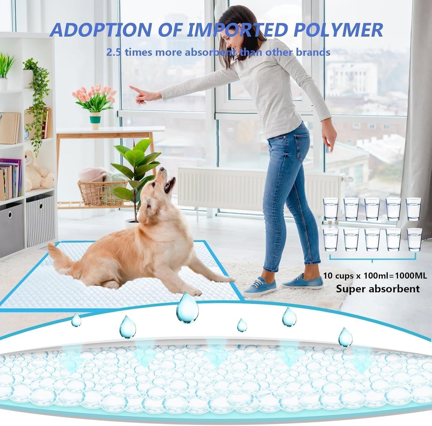 XXL Puppy Pee Pads - 36"x36", 100 Count, Super Absorbent, Thick, Disposable Potty Pads for Dogs & Puppies