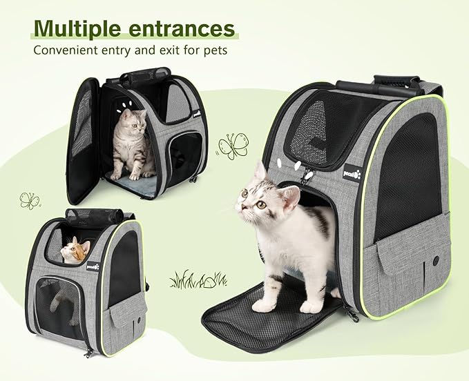 pecute Cat Backpack Carrier Expandable, Cat Backpack with Curtain
