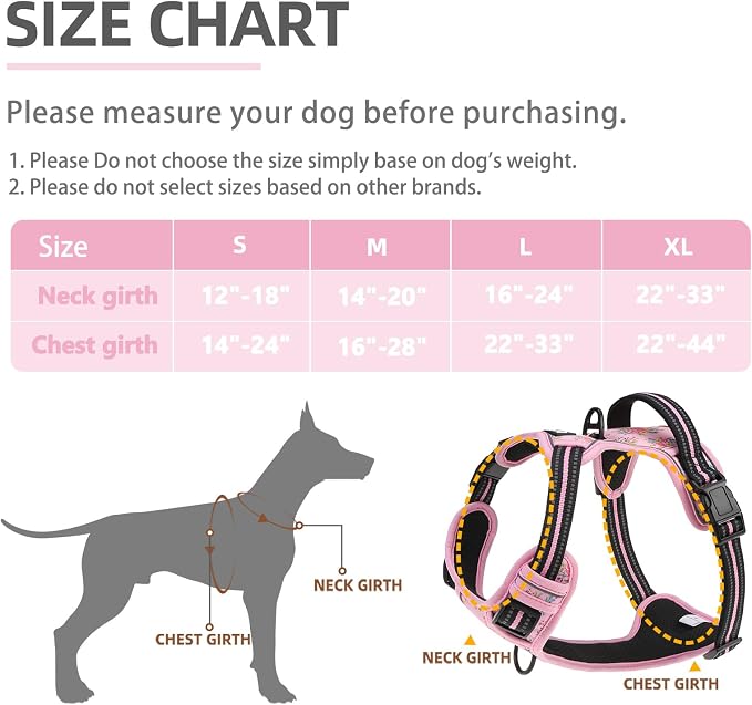 PUPTECK No Pull Tactical Dog Harness for Large, Adjustable Reflective Dog Harness with Handle Easy Control, Comfortable Soft Padded Pet Vest Harness for Large Dogs, Pink Flowers L