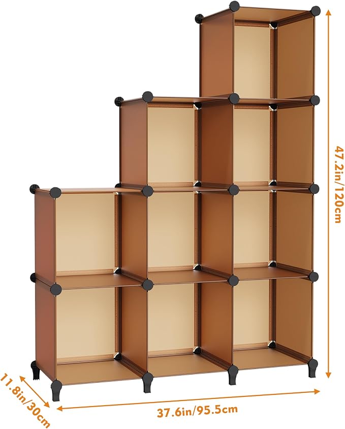 HOMIDEC Closet Organizers and Storage, 9 Cube Storage Organizer, Brown | Portable Closet Organizer System, Storage Cubes Shelves, for Bedroom, Kids Room, Bathroom, Wardrobe, Clothes Rack