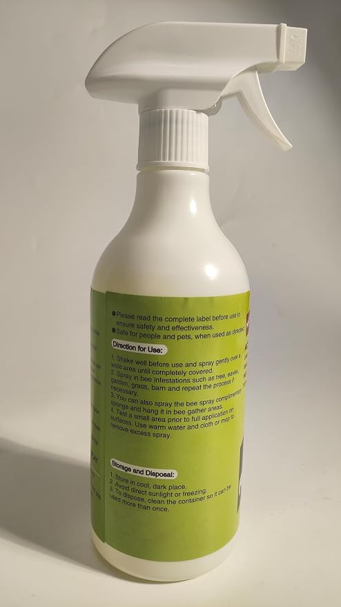 16Oz Wasp & Bee Repellent Outdoor Spray with Natural Essential Oils, Hornet & Yellow Jacket Killer Spray for Indoor & Outdoor Use on Patios, Gardens, and Yards